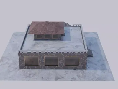 summerhouse house with stairs and roof Low-poly 3D model