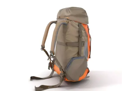 Orange Hiking Backpack model pack Low-poly 3D model