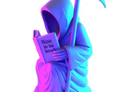 Grim Reaper Death Reading How to be loved Heartbreak toy 3D print model