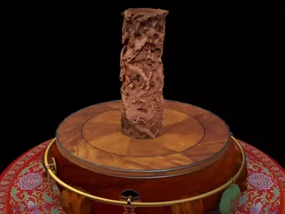 Chinese wood carving column  3D model