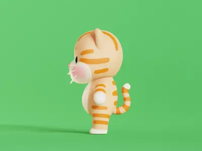 Cat Character Cartoon Orange Chibi Kawaii  Low-poly 3D model