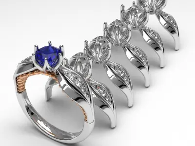 luxury unique design diamond engagement ring 3d printable 3D print model