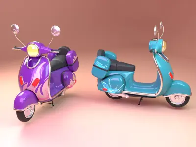 Stylized cartoon scooter Low-poly 3D model