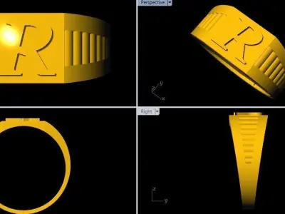 R Alphabet Jewelry Ring 3dm file  3D print model