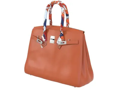 Hermes Birkin Orange Bag with accessories Low-poly 3D model