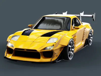 Race Car Mazda RX 7 Low-poly 3D model