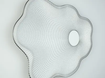 Teak Wood Wave Plate Mirror 3D model