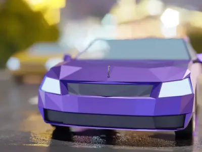 Low Poly Cars polygonal car on city street Free 3D model