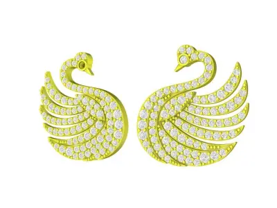 A7512 Luxury Diamond Swan Stud Earrings 3D Print 3D print model