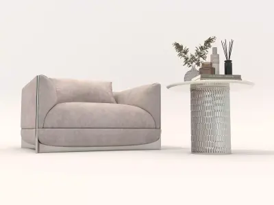 Modern Coffee Table and Armchair Set 64 3D model