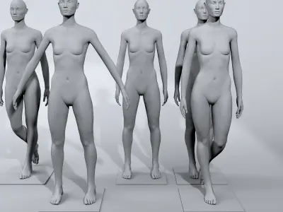 luxury female fashion mannequin set 1 Low-poly 3D model