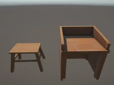 woodenStand1and2 wooden stand x unity package unify engine fx 3D model