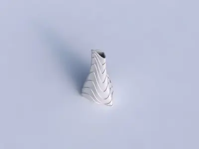 Vase twist grounded tilted triangle with horizontal wavy layers 3D print model