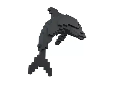 Voxel Dolphin v1 001 Low-poly 3D model