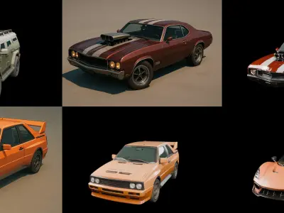 Sport Car bundle 19 pack 100 glb 3D model