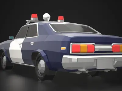 Low-Poly Retro Police Car 02 Low-poly 3D model