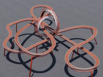 Stunt Track 3D Acrobatic Track Low-poly 3D model