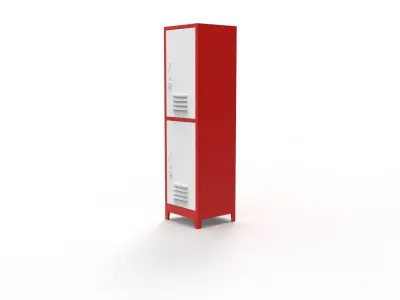 METAL CABINET-SINGLE LONG-TWO COVER-RED AND WHITE Low-poly 3D model