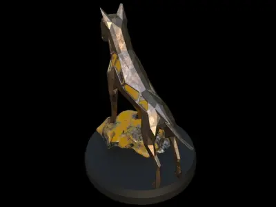 Steampunk German Boxer Rock Low-poly 3D model