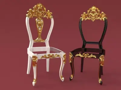 chair pair of ornate chairs 3D model