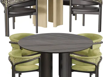 Roller Max dining table and chair Low-poly 3D model