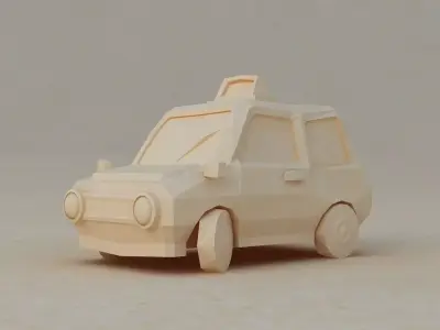 Taxi car sedan interior cute little collection toon vehicle 3D model