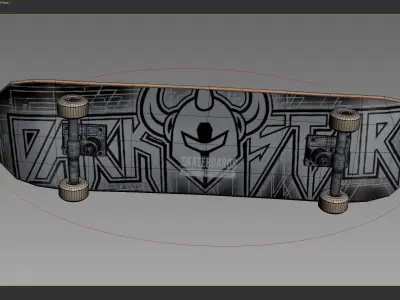 Skateboard animated rigged 3D model