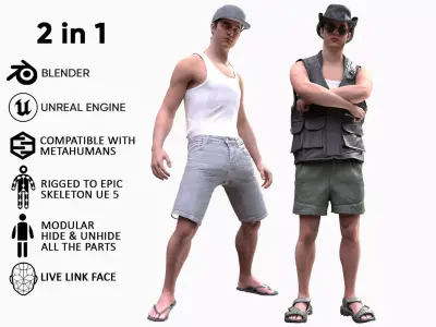 Mens Summer Outfits 3D Model Collection