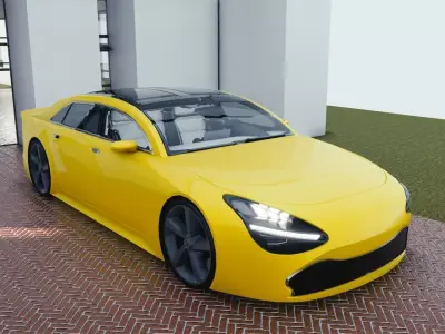 BLENDER EEVEE Brandless Mid Size 4 door sedan Low-poly 3D model