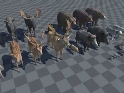 Forest animals 1 Low-poly 3D model