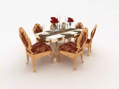 table dining and chairs 3D model buy