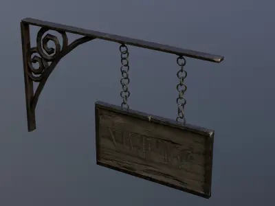 Fantasy Shop Signs Low-poly 3D model