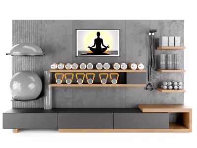 Home Gym Yoga Fitness Decoration Set 59 3D model