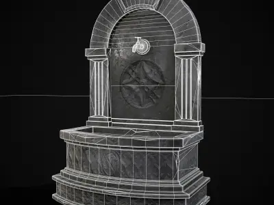 Gothic Wall Water Fountain Low-poly 3D model