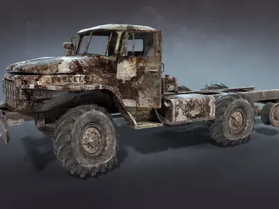 Ural-375 Burnt Low-poly 3D model