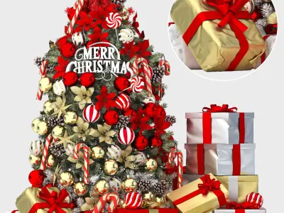 christmas tree with gifts 3D model