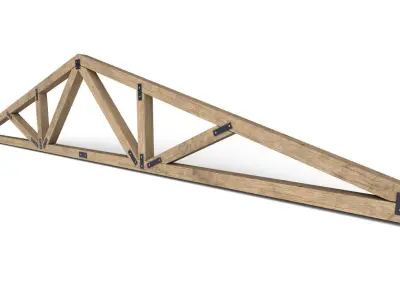 Wooden Roof Truss 05 Low-poly 3D model