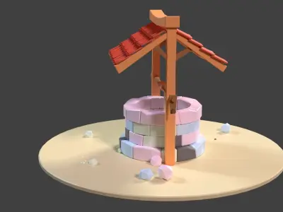 Cartoon Well Free low-poly 3D model