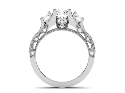 Women Engagement Wedding Princess Stone Ring  3D print model