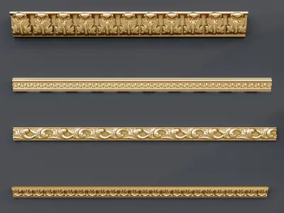 Classic carvings moldings and gypsum cornice 14 3D model