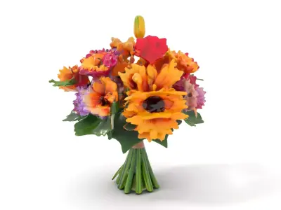 Vibrant Flower Bouquet model pack Low-poly 3D model