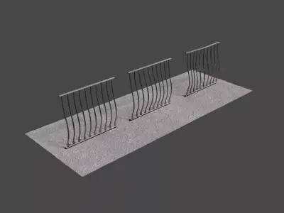 Metal Fence Low-poly 3D model