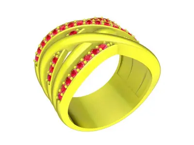 Luxury Crossover Multi Band Pave Ring for Women 5668 3D print model