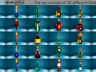 flasks Low-poly 3D model