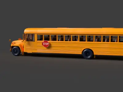 Chinese school bus figure  Low-poly 3D model