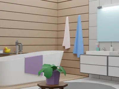 Bath Room 11  Low-poly 3D model