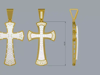 Pendant Cross Jewelry Brand Gold 3D print model