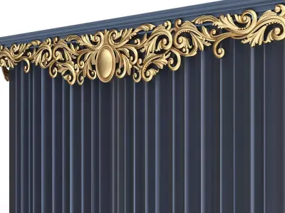 Cornice Classic Curtain 012 Low-poly 3D model