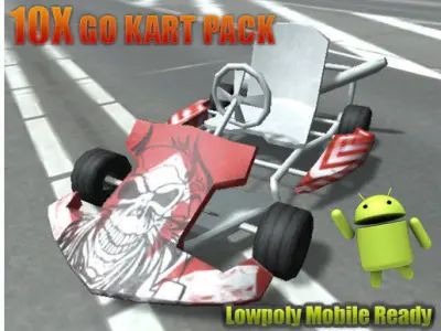 Go Kart Car Pack for Mobile Games Unity3d Low-poly 3D model