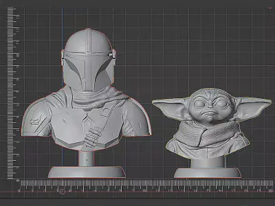 The Mandalorian -  Grogu  3D Printable Busts - STL  3D print model